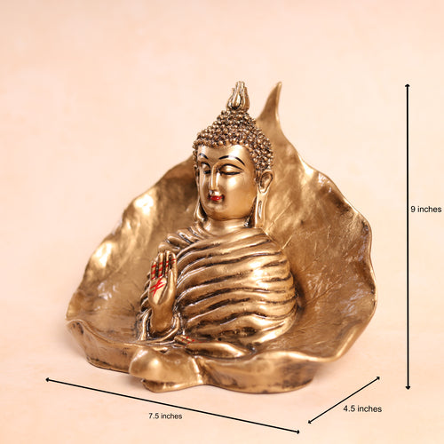 Golden Leaf Buddha Showpiece
